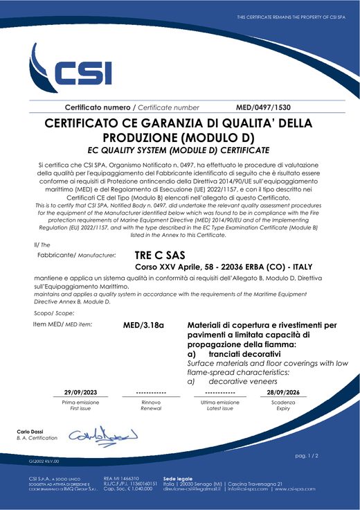 Modulo D · Garanzia qualità della produzione