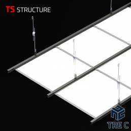 Controsoffitto Clip-in con struttura a triangolo e pendinatura regolabile